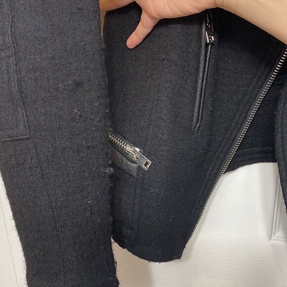 IRO Clifden Wool Biker Jacket Black Medium US8 - Picture 7 of 10